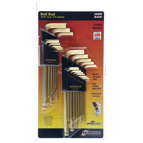 22 Piece Metric/SAE Hex Key Set